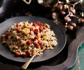 Arroz de linguiça e castanhas