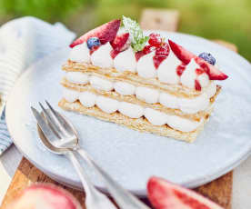 Mille-feuille vom Weinbergpfirsich