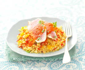 Red mullet couscous with peppers