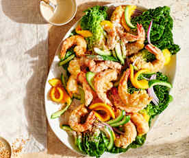 Prawn tempura with mango salad & spicy chilli dressing