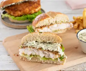 Hamburguesa de pescado empanado