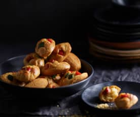 Madeleines au chorizo, courgette et poivron rouge