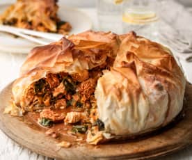 Chicken and Chorizo Filo Pie