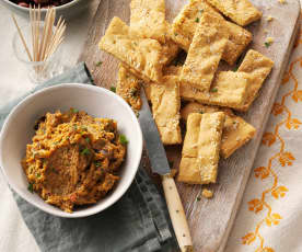 Pan de garbanzo con dip de curry