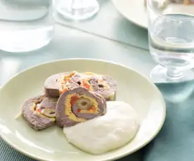 Aleta de ternera rellena con puré de patatas