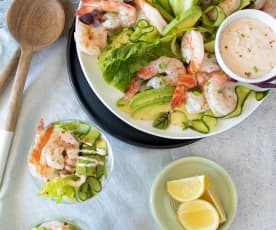 Prawn cocktail with gin-pickled cucumbers