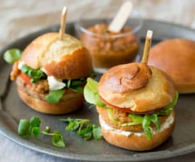 Sliders with walnut or sweet potato patties