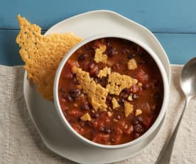 Black Bean Soup with Parmesan Crisps