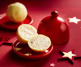 Boules de Noël, chocolat blanc et banane