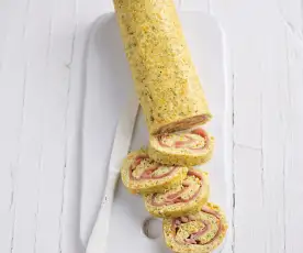 Torta de legumes recheada com presunto e queijo