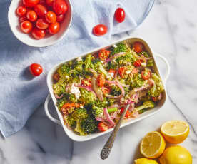 Greek Broccoli with Arugula Pesto and Roasted Lemon