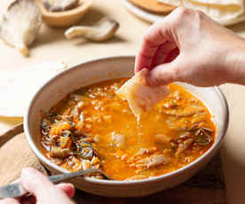 Sopa de cogumelos ostra vegan
