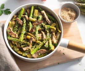 Manzo insaporito con asparagi