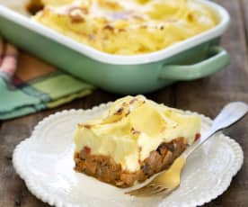 Pastel de papas con pino de berenjenas