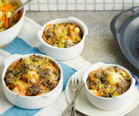 Cocotte de poisson gratinée aux champignons