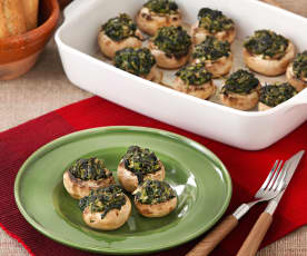 Champiñones rellenos de espinacas