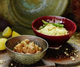 Tikka masala de frango com arroz de limão