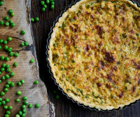 Tarte de camarão e ervilhas