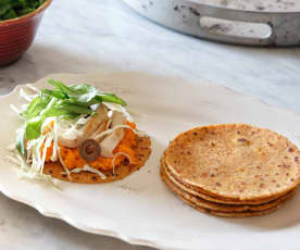 Chapatis con emulsión de zanahoria