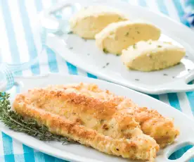 Puré de grão com filetes de linguado