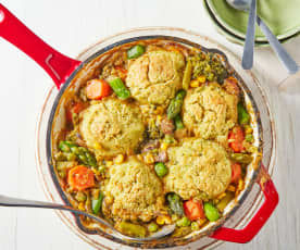 Vegetable Pot Pie with Parmesan Drop Biscuits