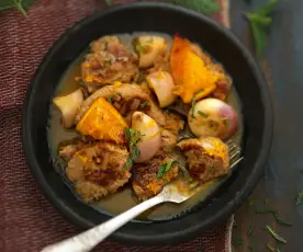 Tajine de veau à l'orange, gingembre et menthe