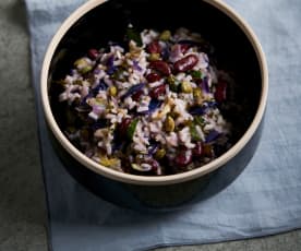 Risoto com feijão e couves