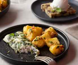 Fesleğenli Levrek, Patates Salatası ve Limonlu Kek