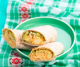 Wraps de frango e ananás