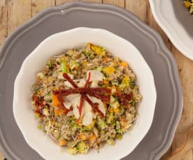 Quinoa germinada con verduras crudivegana