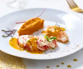 Homard sauce newburg et purée de potiron