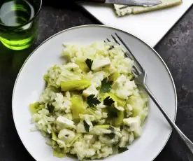 Risotto au poireau et au gorgonzola