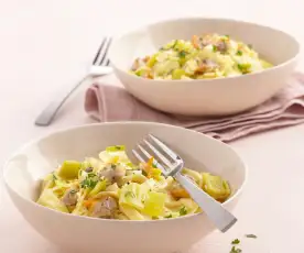 Tagliatelles au poireau et aux coques