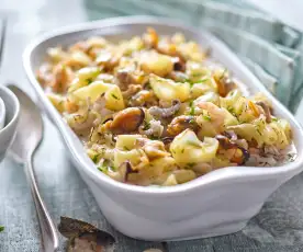 Gratinado de pasta y frutos de mar con bechamel (sin lactosa)