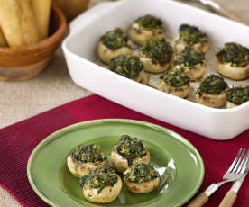 Champiñones rellenos de espinaca