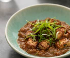 Marinaded Tofu with a Tomato and Aubergine Sauce