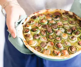 Gratin de roulés de courgette au bœuf