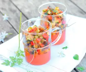 Verrine de ratatouille et gelée de tomate