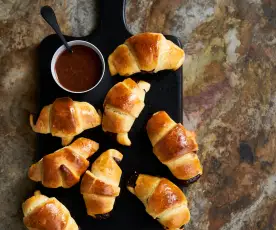 Croissants recheados com creme de chocolate