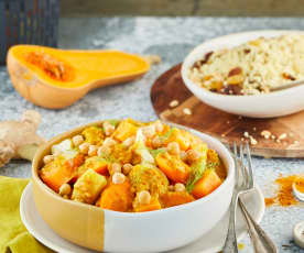 Tajine de légumes à la courge et aux fruits secs