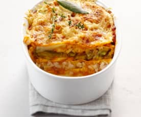 Lasagne de poisson aux asperges et poireaux