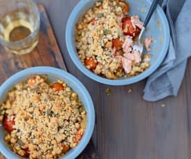 Crumble de saumon et tomates aux graines