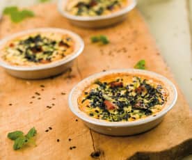 Mini quiches de espinaca, ricotta y tocino