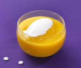 Soupe de mangue et sorbet fromage blanc