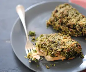 Pavés de truite en croûte d'amande et herbes