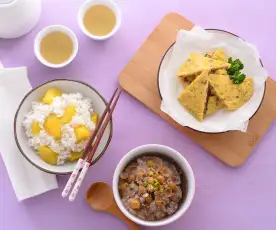 菜圃蛋&破布子蒸肉、地瓜飯