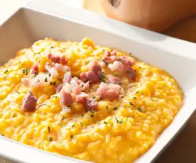 Risotto con la zucca e pancetta