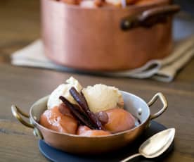 Spiced red wine pears