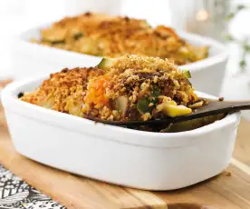 Crumble de abóbora, batata-doce e curgete