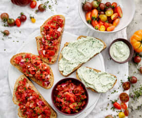 Bruschettas de tomate e ricota